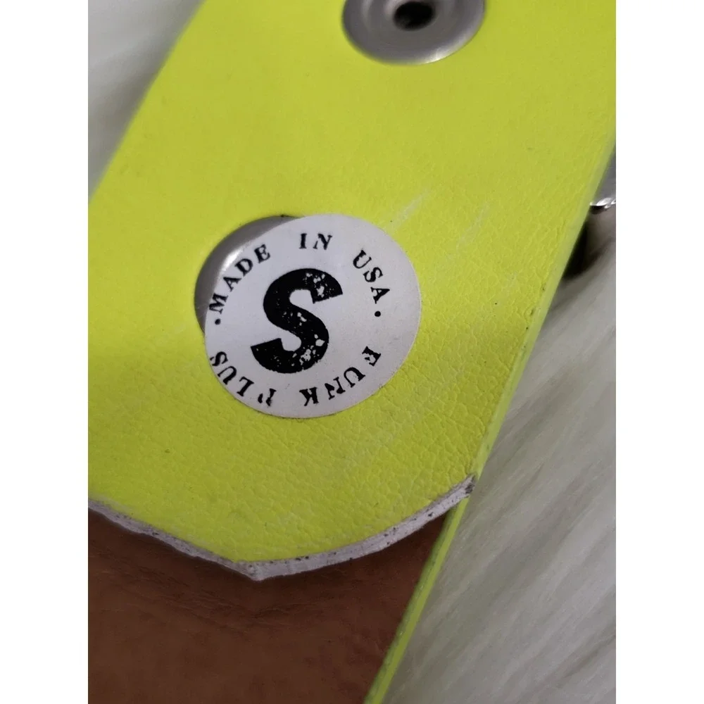 LIME GREEN METAL STUDDED CANVAS BELT PUNK PLUS MOD RAVE ROCK STAR STAR EMO